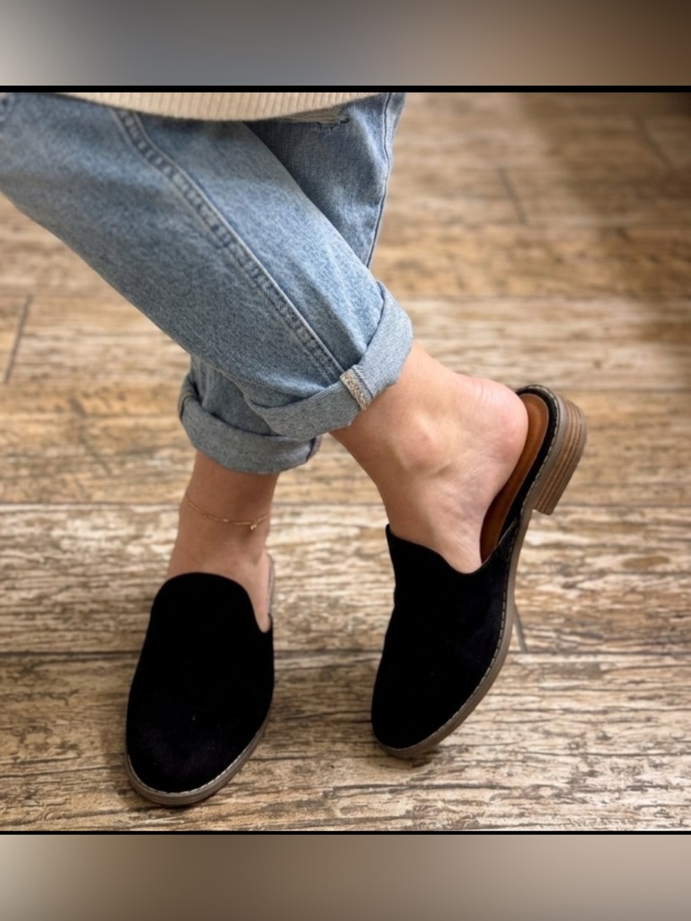 Universal Thread Black Suede Open-Back Slip-On Mules